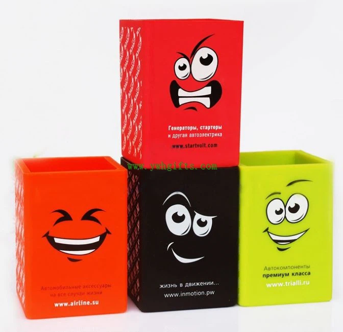 Printing Logo PVC Silicone Rubber Pencil Holder Case Stand Pen Holder