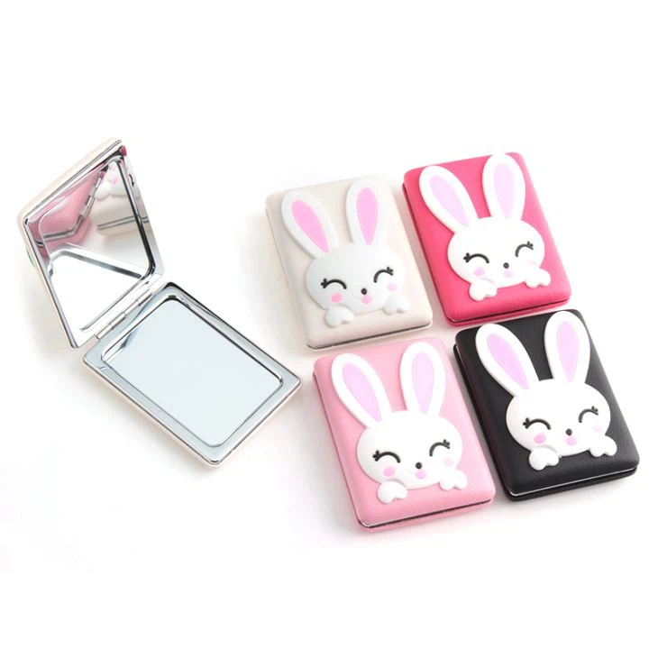Silicone Dinosaur Rabbit Animal Designs Cute Lovely Rectangular Pocket Compact Mirror